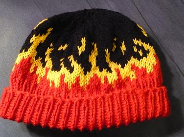 hat with flames